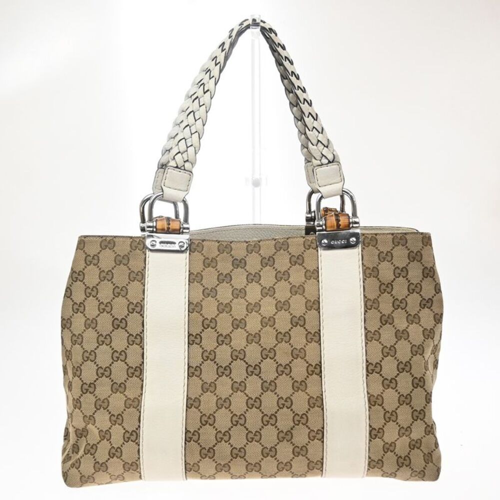 Gucci Bamboo Bar Gg Canvas Beige Canvas Tote Bag Bag